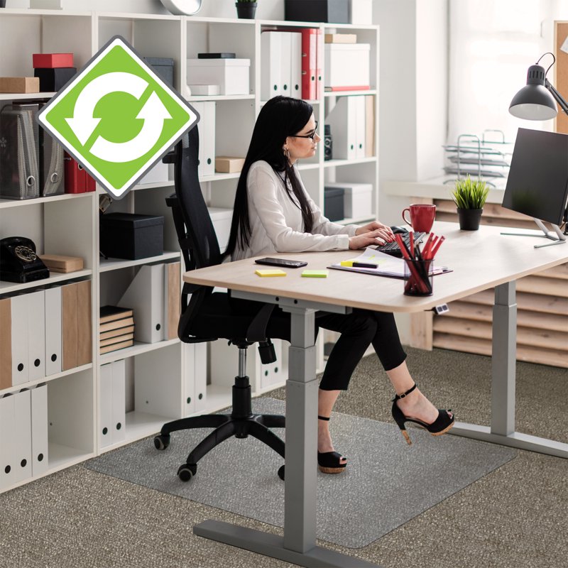 Floortex 36" x 48" Enhanced Polymer Chair Mat for Desks & Carpets - Clear