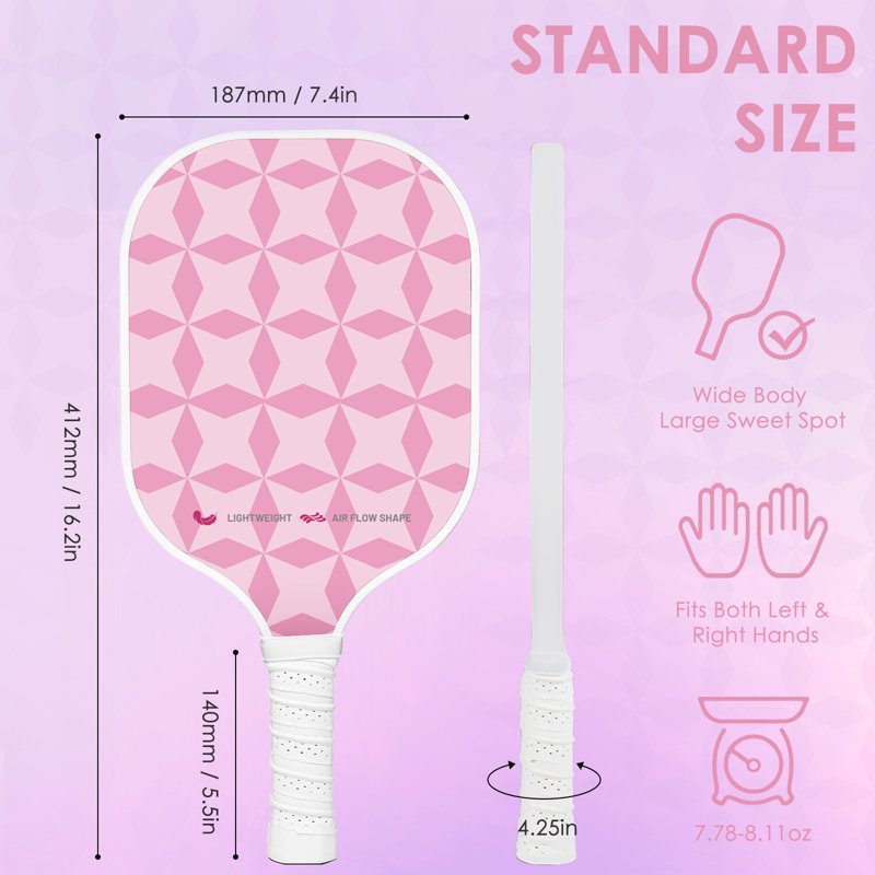 Variation of THIS listing: Adult Yuzhilink 2x Fiberglass Pickleball Paddles Set with Balls, Grips & Carry Bag - Pink