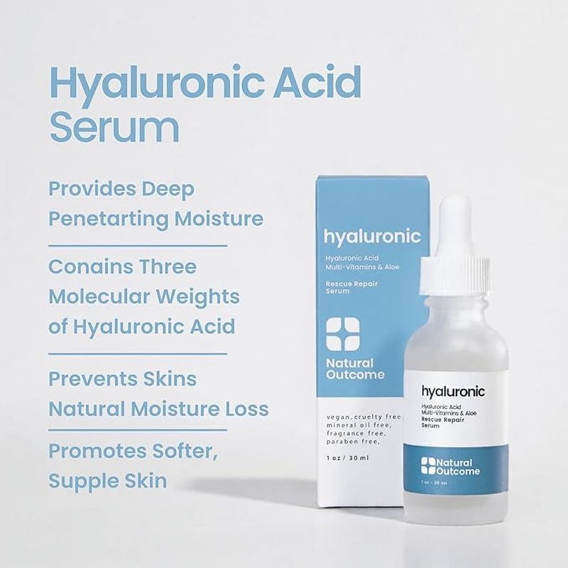Hydrating Hyaluronic Facial Serum - Natural Outcome, 10 oz