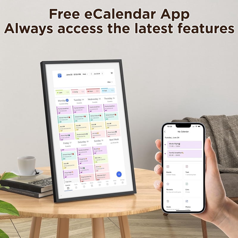 10.1 Inch Smart Digital Calendar with HD Touchscreen, Meal Planner & Chore Chart