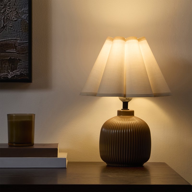 12.5-Inch Ceramic Table Lamp with Fabric Shade – Multiple Finish Options