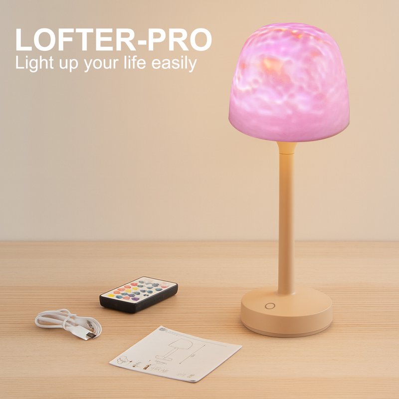 Ocean Wave Projector Table Lamp - 16 RGB Colors Touch & Remote Control