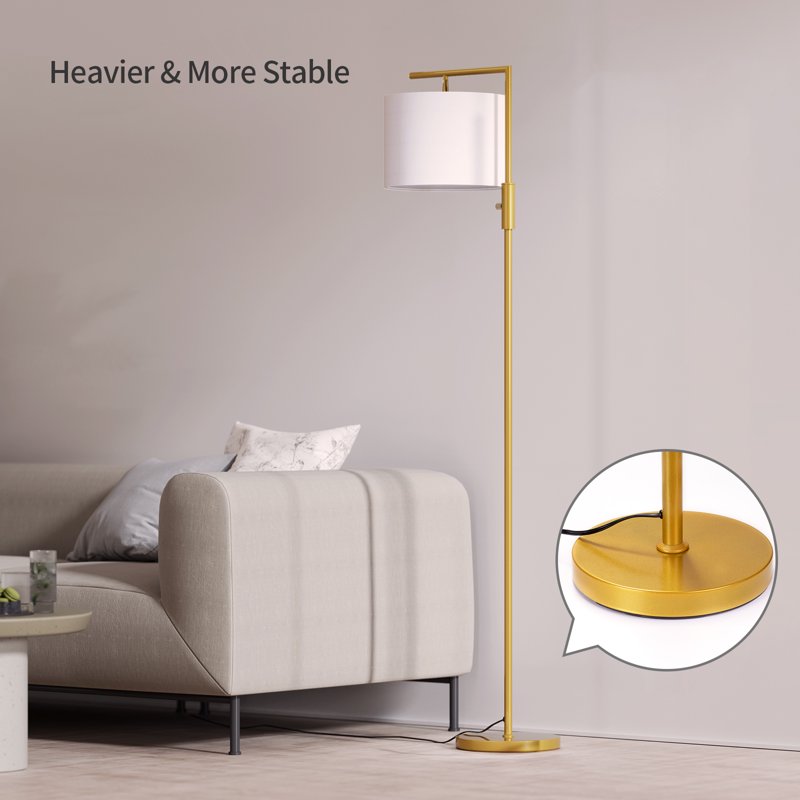 Modern Standing Floor Lamp with Rotatable Shade and 3 Color Temperatures - Gold or Black