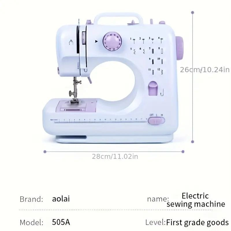 Portable Sewing Machine with 12 Stitch Modes, Adjustable Speed & Overlocking for Home & Beginners
