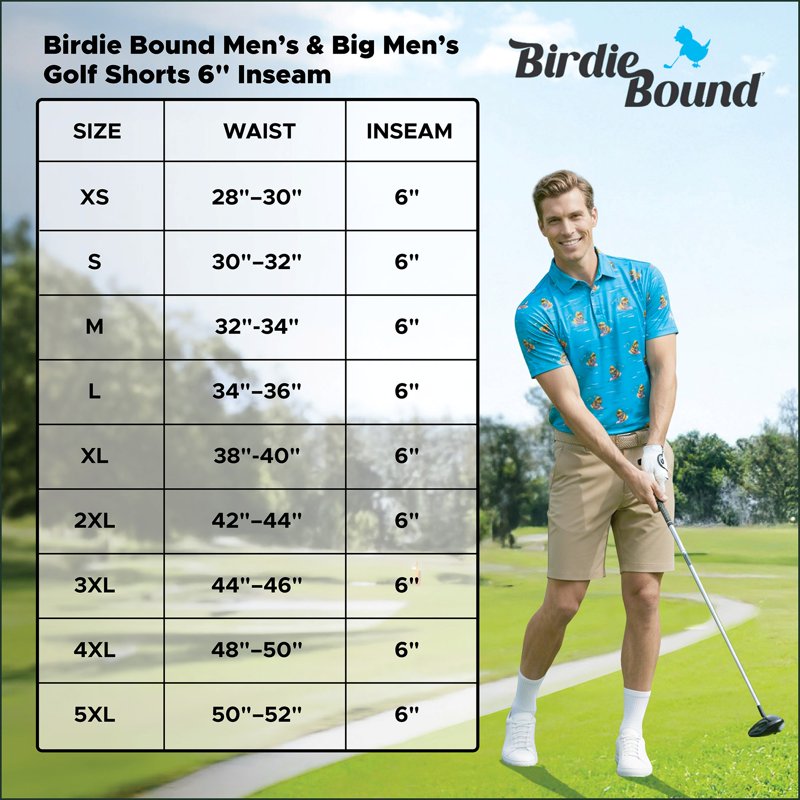 Men's Golf Shorts 6-Inch Inseam Performance Active Fit Casual Wear