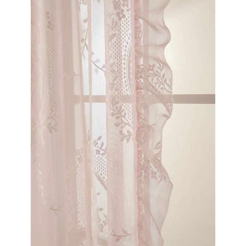 Boho Lace Sheer Curtains Set - Light Filtering Window Drapes for Bedroom & Living Room