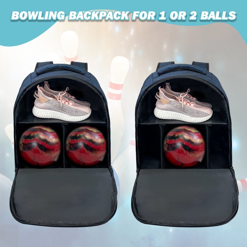 WOLT Healthyblue 2-Ball Bowling Backpack with Protective Foam & Shoe Compartment