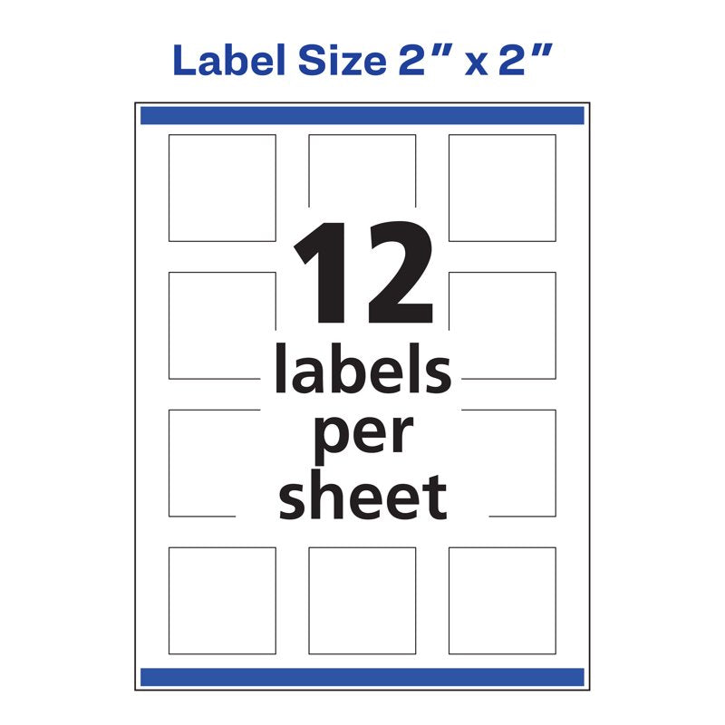 White Glossy Square Labels with Sure Feed - Customizable 2x2 Inch