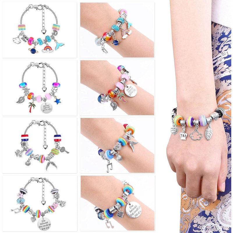 Kids Jewelry Making Kit with Charms & Beads - DIY Bracelet Craft Set for Ages 6-12