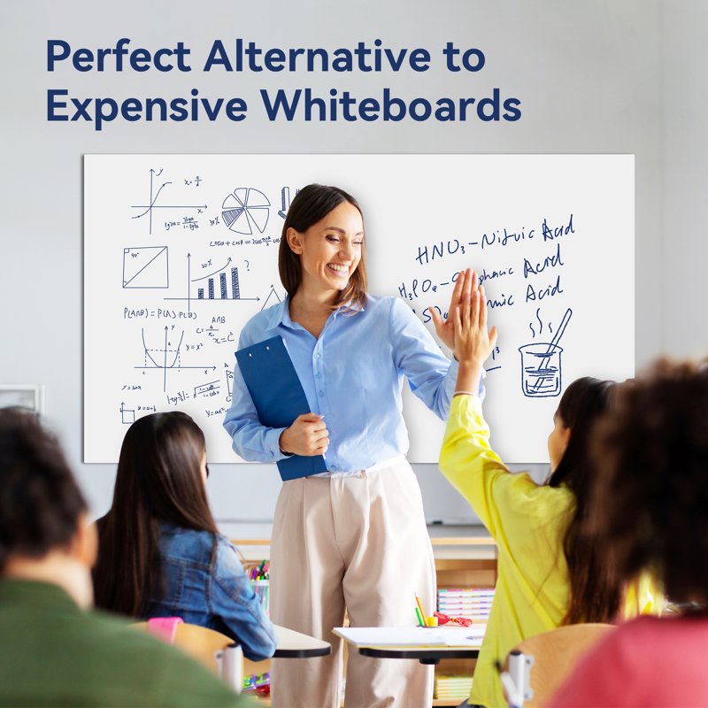 Whiteboard Sticker Wall Covering 17.3x96 Inches Peel and Stick Dry Erase Wallpaper