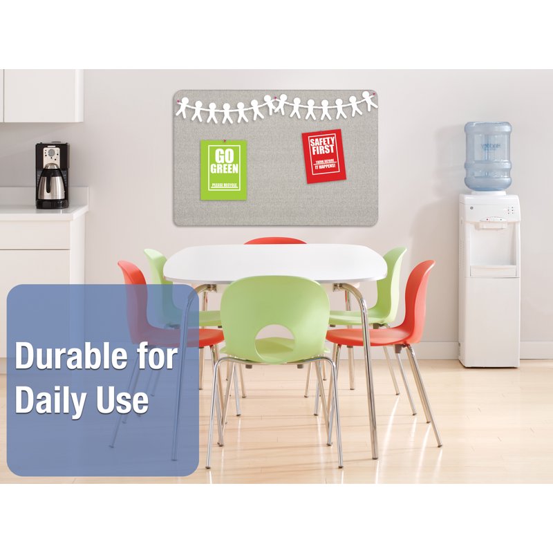 Frameless Fabric Bulletin Board 3' x 2' Gray Office Display Board