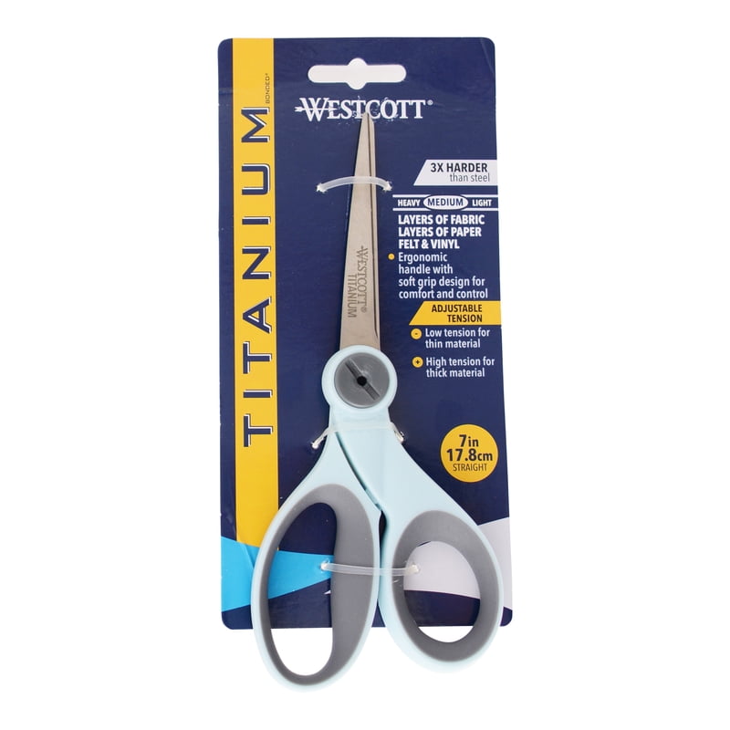 7-Inch Titanium Bonded Sewing Scissors with Micro-Tip & Adjustable Glide - Light Blue