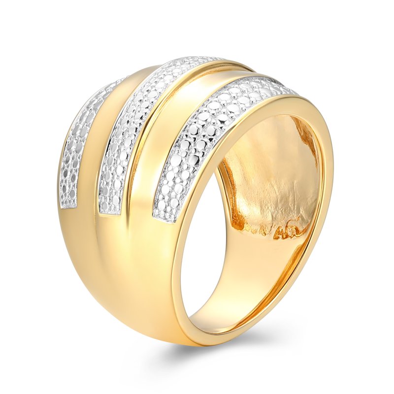 Forever Facets Diamond Accent Linear Ring Two-Tone Rhodium Over Bronze