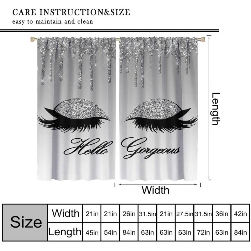 Blackout Curtain Panels with Silver Glitter Twinkle Design - Modern Bedroom & Living Room Decor
