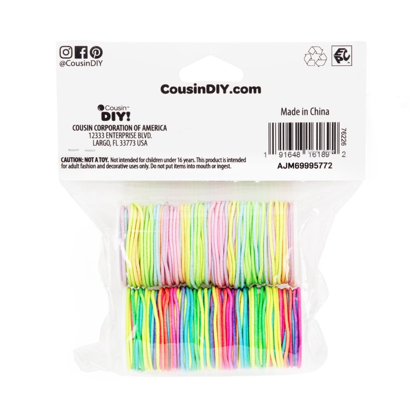 Neon & Pastel Rainbow 1mm Elastic Bracelet Stretch Cord 150ft Pack