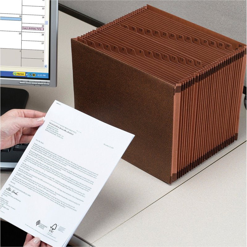 Smead TUFF Expanding File with 31 Daily Index Pockets Letter Size Brown