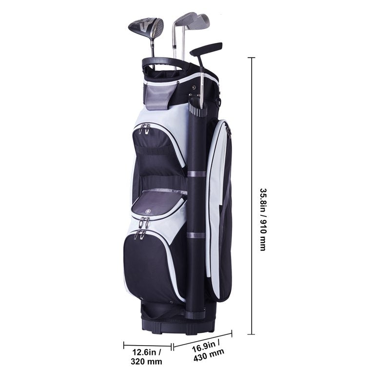 KFFKFF Golf Bag 14-Way Organizer 36" with Pockets, Nylon, Handles, Dust Protection — Variation: 36" 7Pockets Black