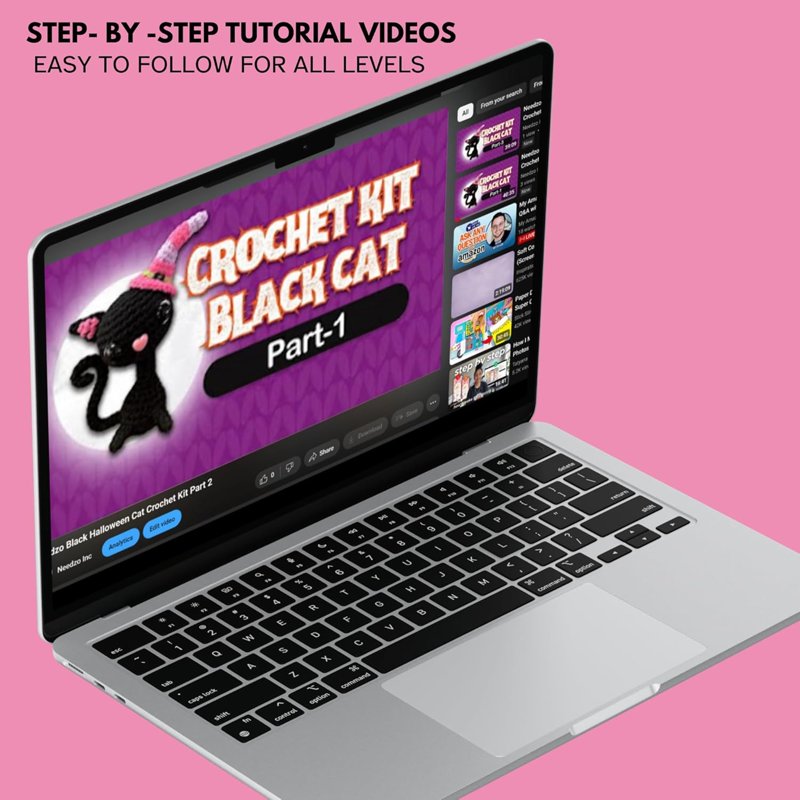 Halloween Black Witch Cat Crochet Kit for Beginners - DIY Knitting Supplies