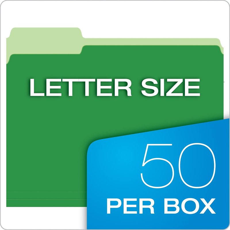 Assorted Letter Size Double Capacity File Folders with Tabs - 50 Pack