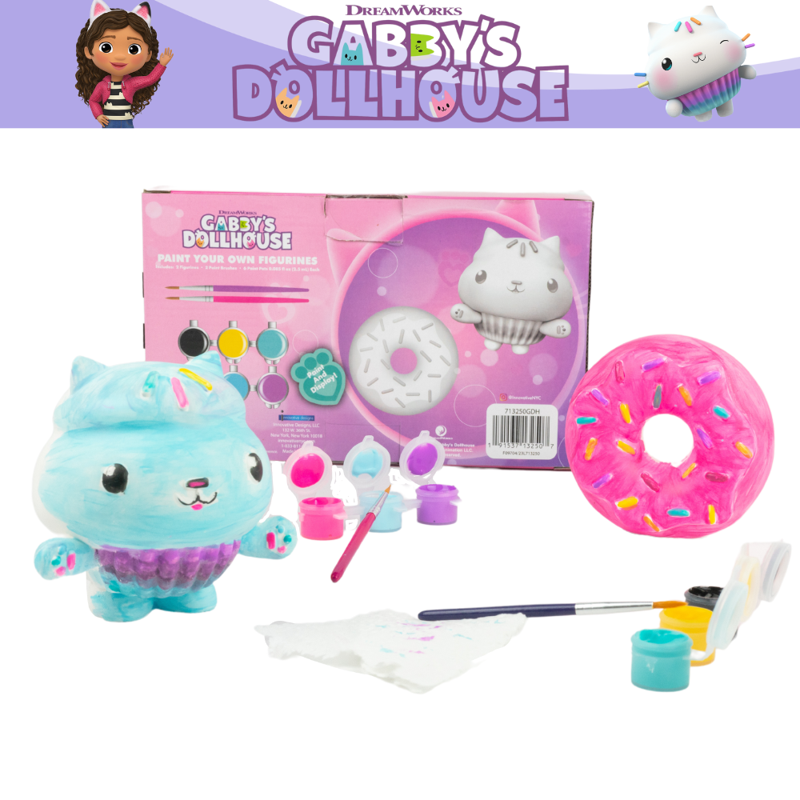 Kids DIY Paint Set for Ceramic Figurines - Gabby’s Dollhouse Character Craft Kit