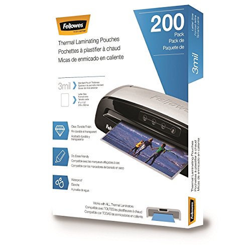 Thermal Laminating Pouches Letter Size 3 Mil 200 Pack - Clear Durable Film