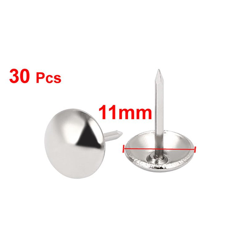Silver Tone Upholstery Nail Set - 30 Pcs Thin Metal Push Pins for Home & Office