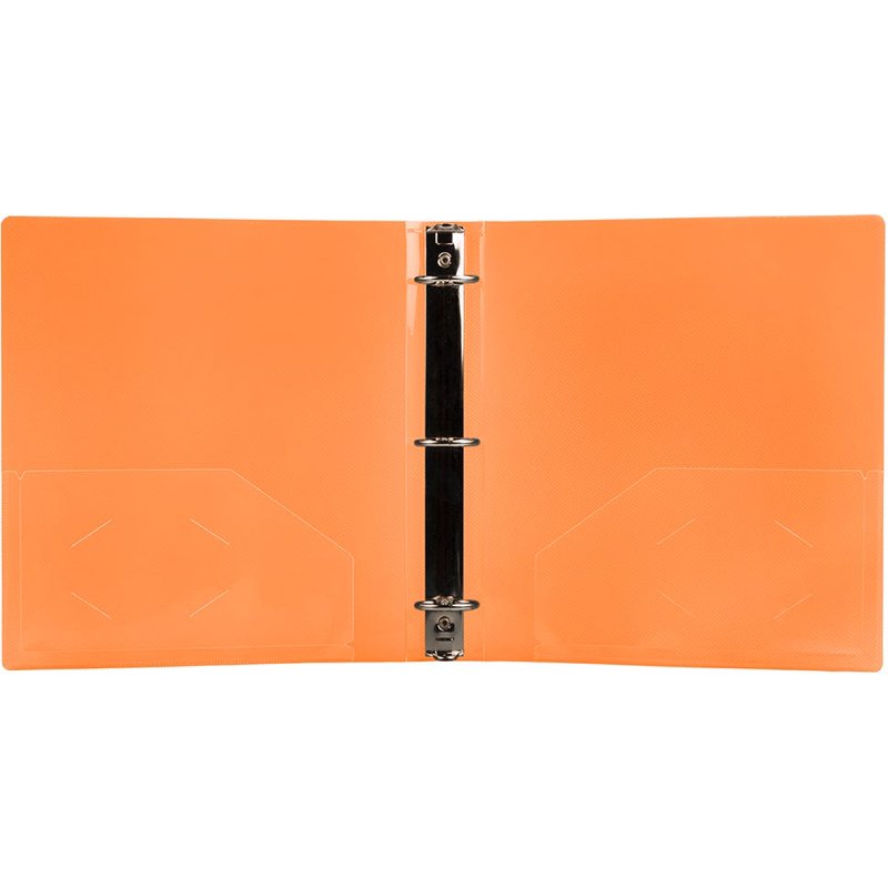 1.5 Inch Plastic Binder with Metal Rings - Orange Office Organizer