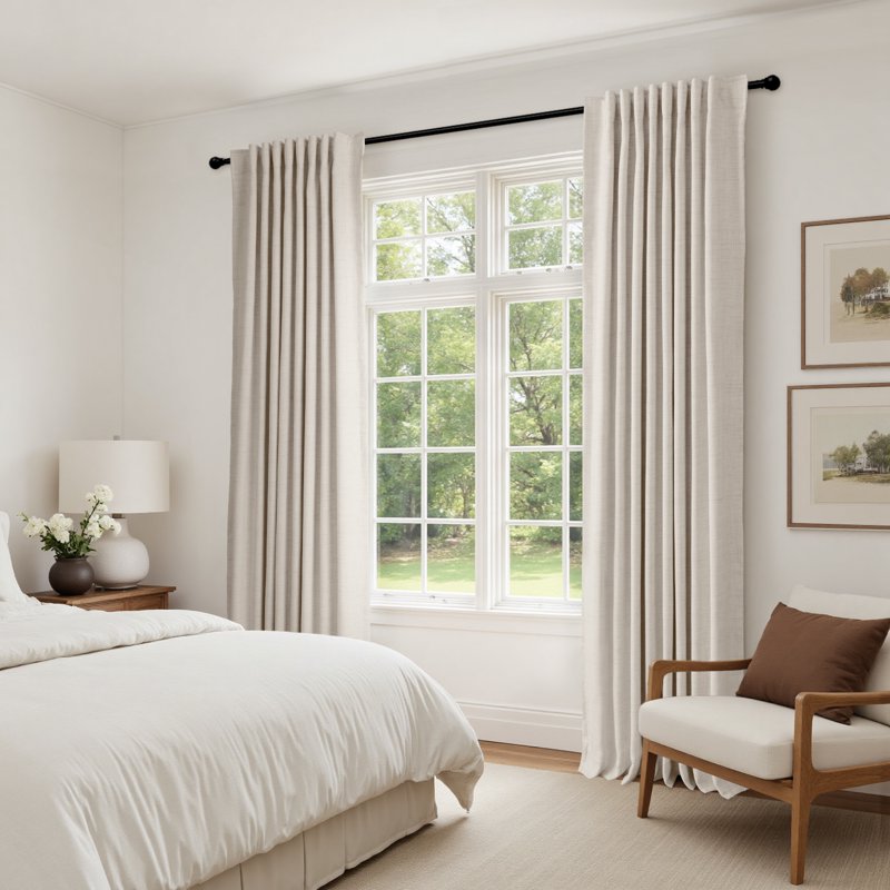 Blackout Curtains Set of 2 - Room Darkening Faux Linen Thermal Insulated Drapes