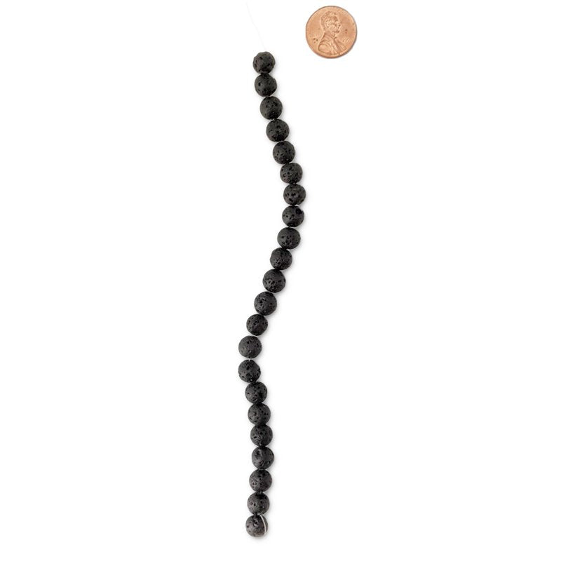 Black Lava Stone Bead Strand for DIY Jewelry - 7 Inches - Unisex - 3 Pack