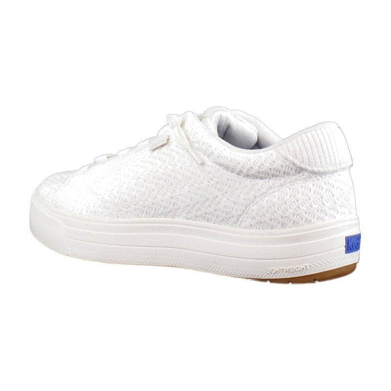 Women's Canvas Sneakers with Lace-Up Closure - White Knit, Wide & Medium Widths