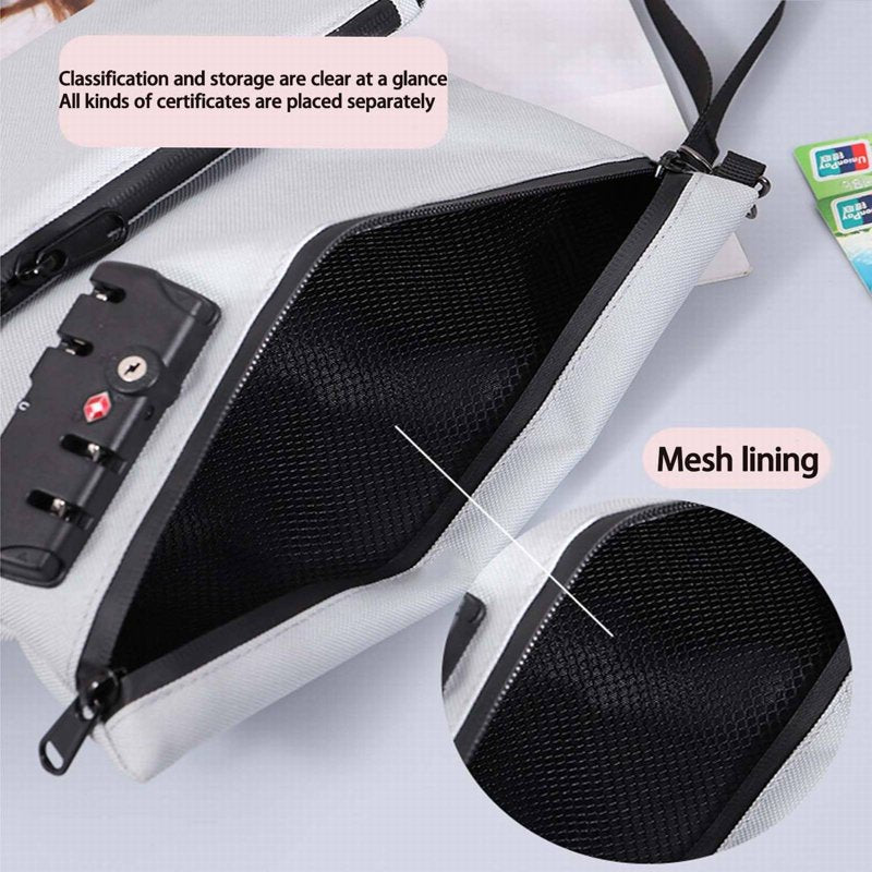Lockable Travel Money Bag with Combo Lock Water-Resistant Pouch for Cash & Valuables