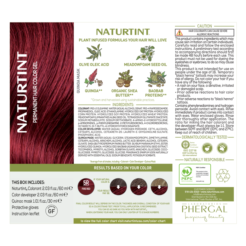 Natural Permanent Hair Color - Vibrant Red Shade, Pack of 6