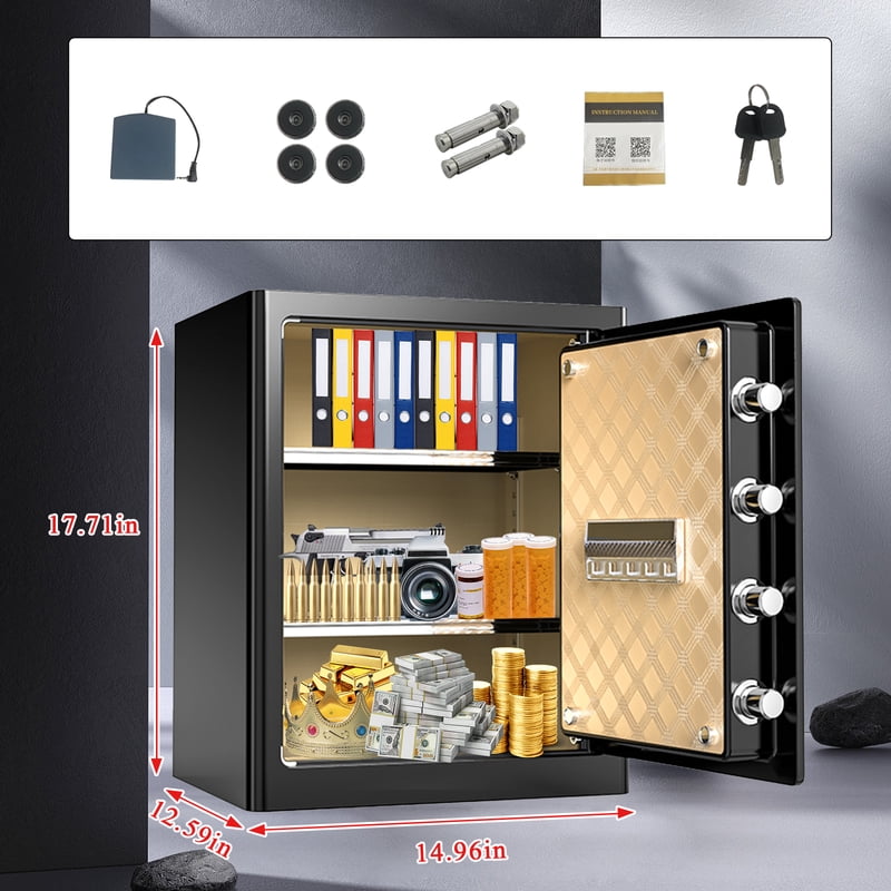 Small Home Safe with Waterproof Fireproof Bag Electronic Keypad Lock 2.0 Cu Ft