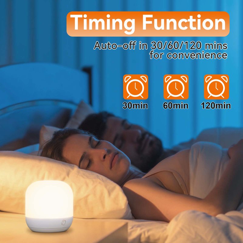 Rechargeable RGB Night Light with Remote Control and Dimmable Bedside Lamp