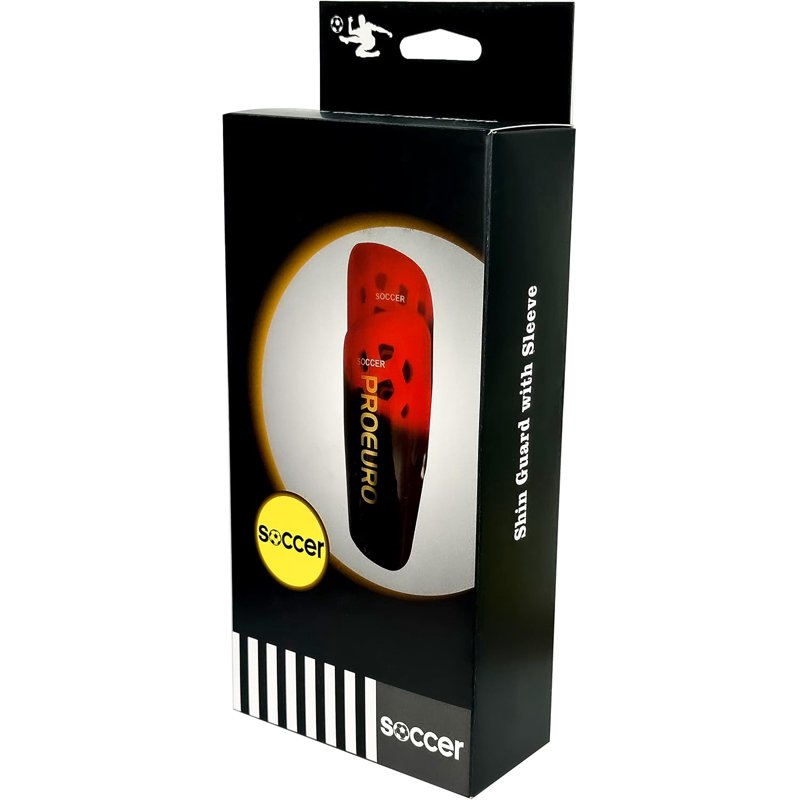 Youth Soccer Shin Guards with Sleeve – Medium, Red (M)