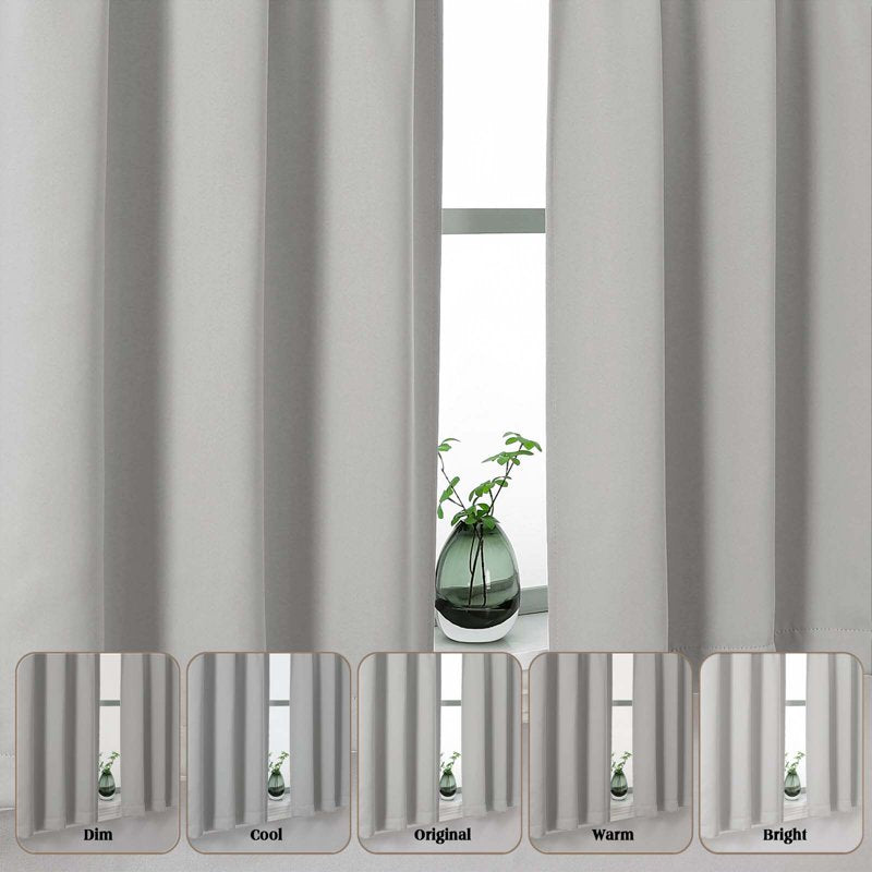 Silver Grey Kitchen Curtains 30 Inch Length 2 Pcs Room Darkening Thermal Drapes