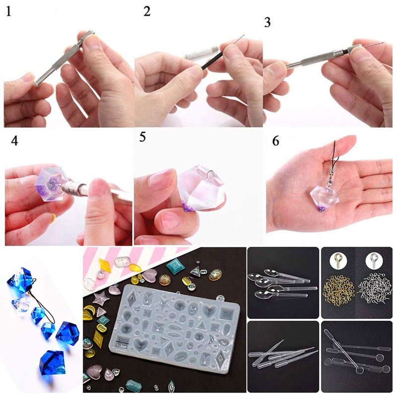 Silicone Resin Molds Kit 229pcs for DIY Jewelry Crafting - Includes Tools and Shapes