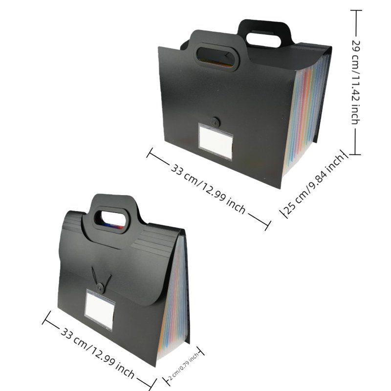 13-Pocket Expanding File Folder with Handle - A4 Letter Size Document Organizer
