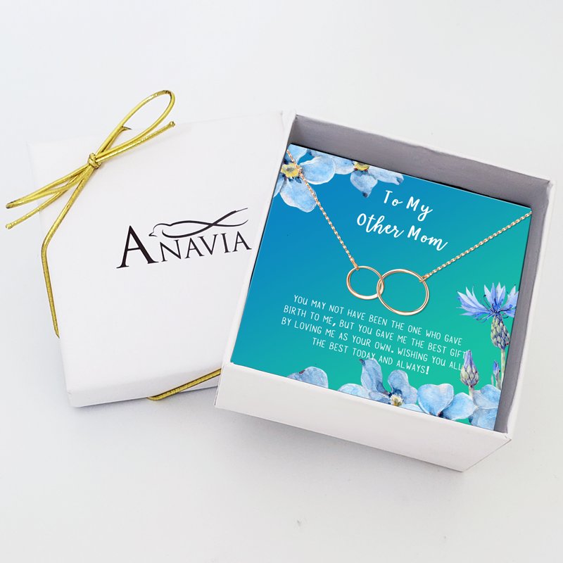 Mother's Day Necklace Gift Set with Card - Heart Pendant & Infinity Ring