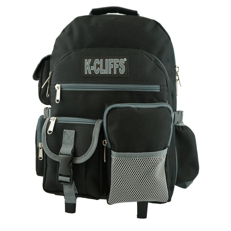Heavy Duty Large Rolling School Backpack with Wheels - Unisex, Water-Resistant Polyester