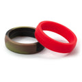 Silicone Rings for Sports & Workout - Camo & Red 2-Pack, 6mm