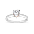 Sterling Silver Heart Swarovski CZ Ring with Rose Gold Plated Filigree Sides