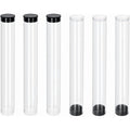6pcs Clear Plastic Storage Tubes 7 Inch with Black Flat Bottom Lids - Bead & Craft Container