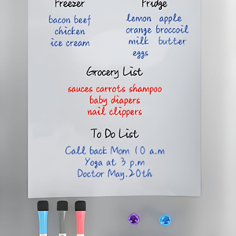 Magnetic Dry Erase Whiteboard Sheet for Refrigerator 12x8 Inch - Reusable Family & Kitchen Message Center