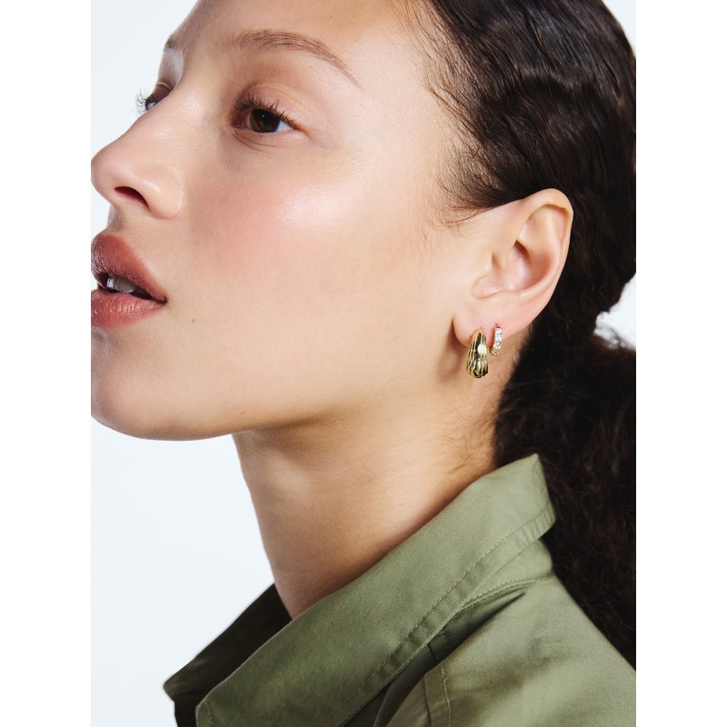 Women’s 3-Pair Gold Plated Earring Set with Cubic Zirconia and Pearls