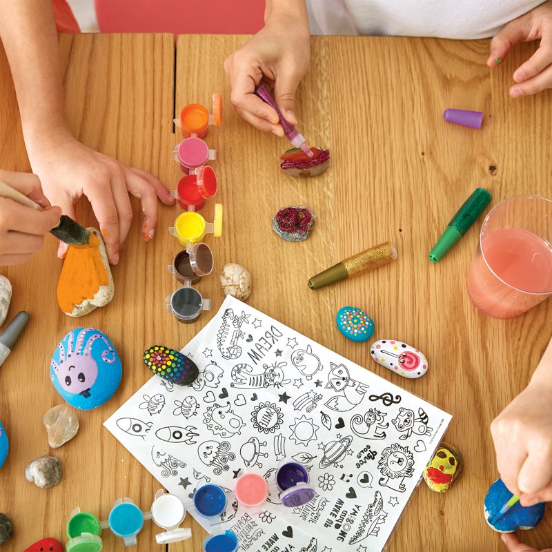 Create Your Own Rock Art Kit - Multicolor Painting and Glitter Decorations