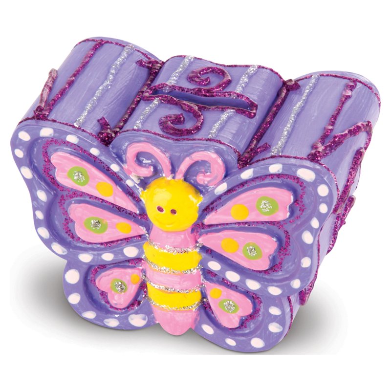 Kids Craft Kit Set with Treasure Boxes, Butterfly Bank & Art Supplies