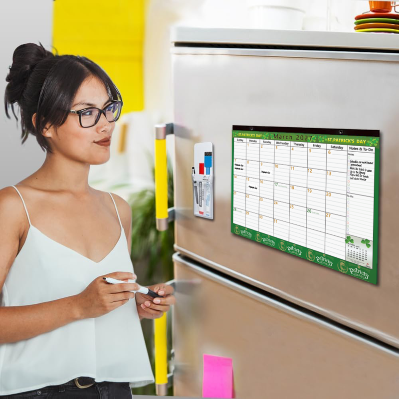 Magnetic Calendar 2027-2028 Large Monthly Planner for Refrigerator 17x12 Inches