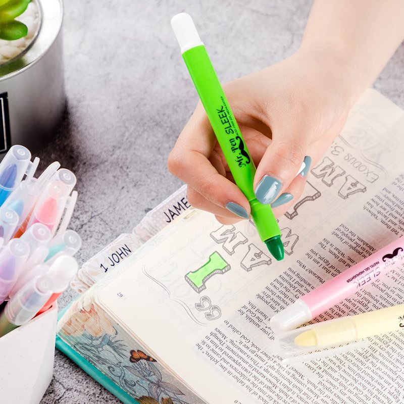 No Bleed Gel Highlighters Set - 16 Color Pack for Bible Journaling & Color Coding