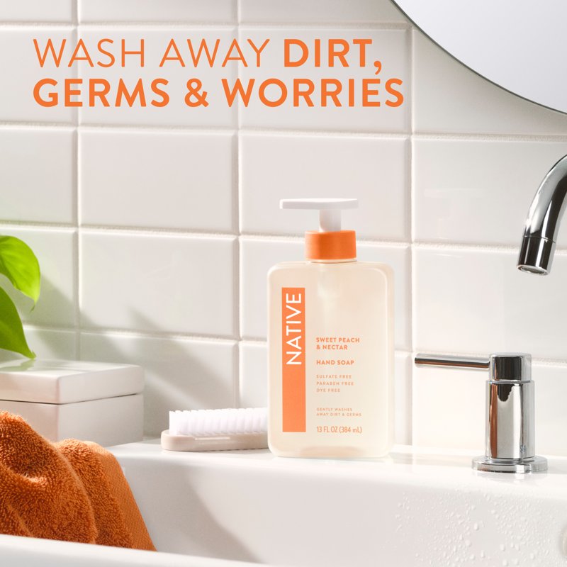 Liquid Hand Soap - Non-Drying, Sulfate Free, 13 fl oz - Sweet Peach & Nectar Scent